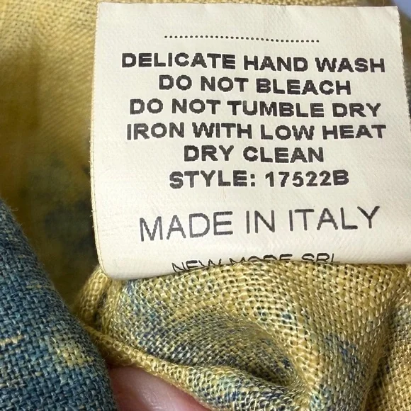 Bellambia Italy 100% Linen Lagenlook Shirt Sz L Star Tie Dye Abstract Artsy NWT - Picture 7 of 14